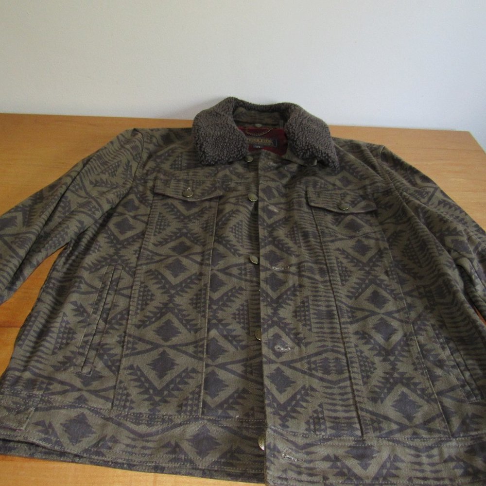 Pendleton Men's LG Dark Brwn/Olive Jean Jacket